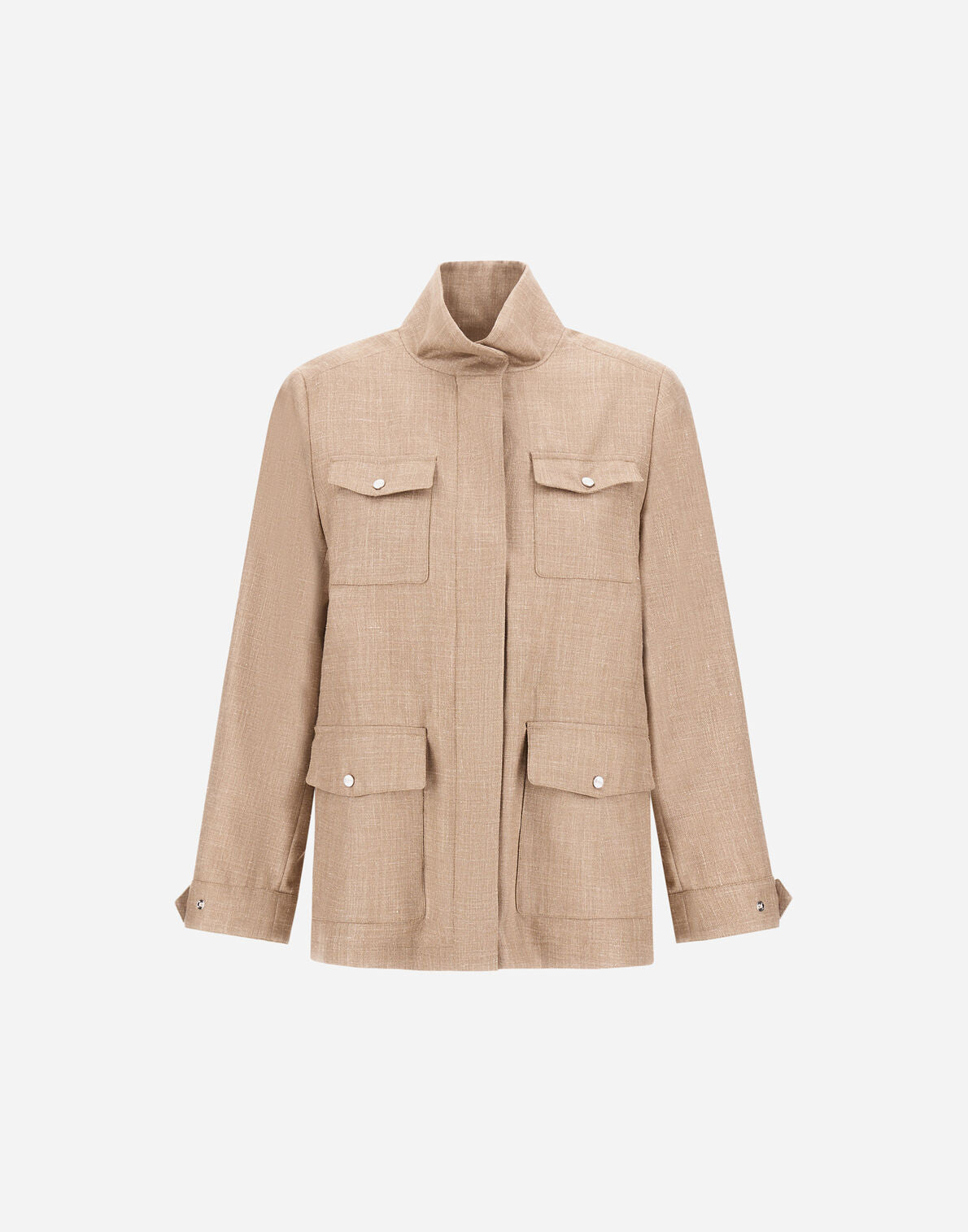 CHAQUETA DE CAMPAÑA DE HIGH-HANDED WOOL SILK LINEN