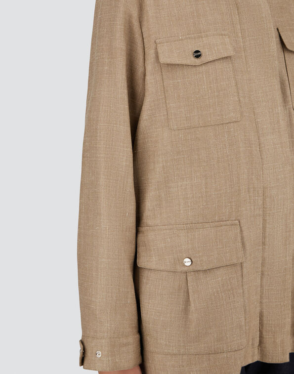 CHAQUETA DE CAMPAÑA DE HIGH-HANDED WOOL SILK LINEN