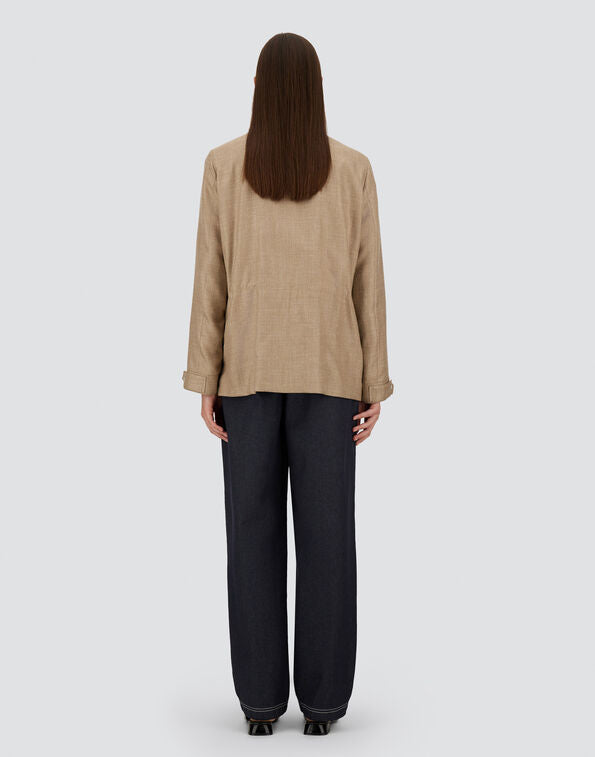 CHAQUETA DE CAMPAÑA DE HIGH-HANDED WOOL SILK LINEN