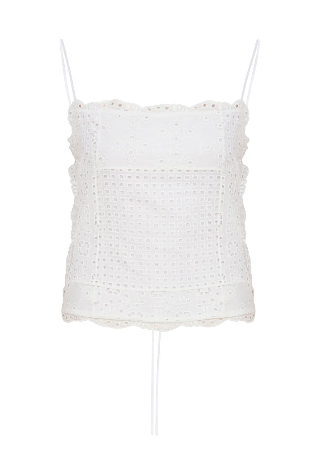ELISE Embroidered Cotton Bustier With Tie Details On The Back