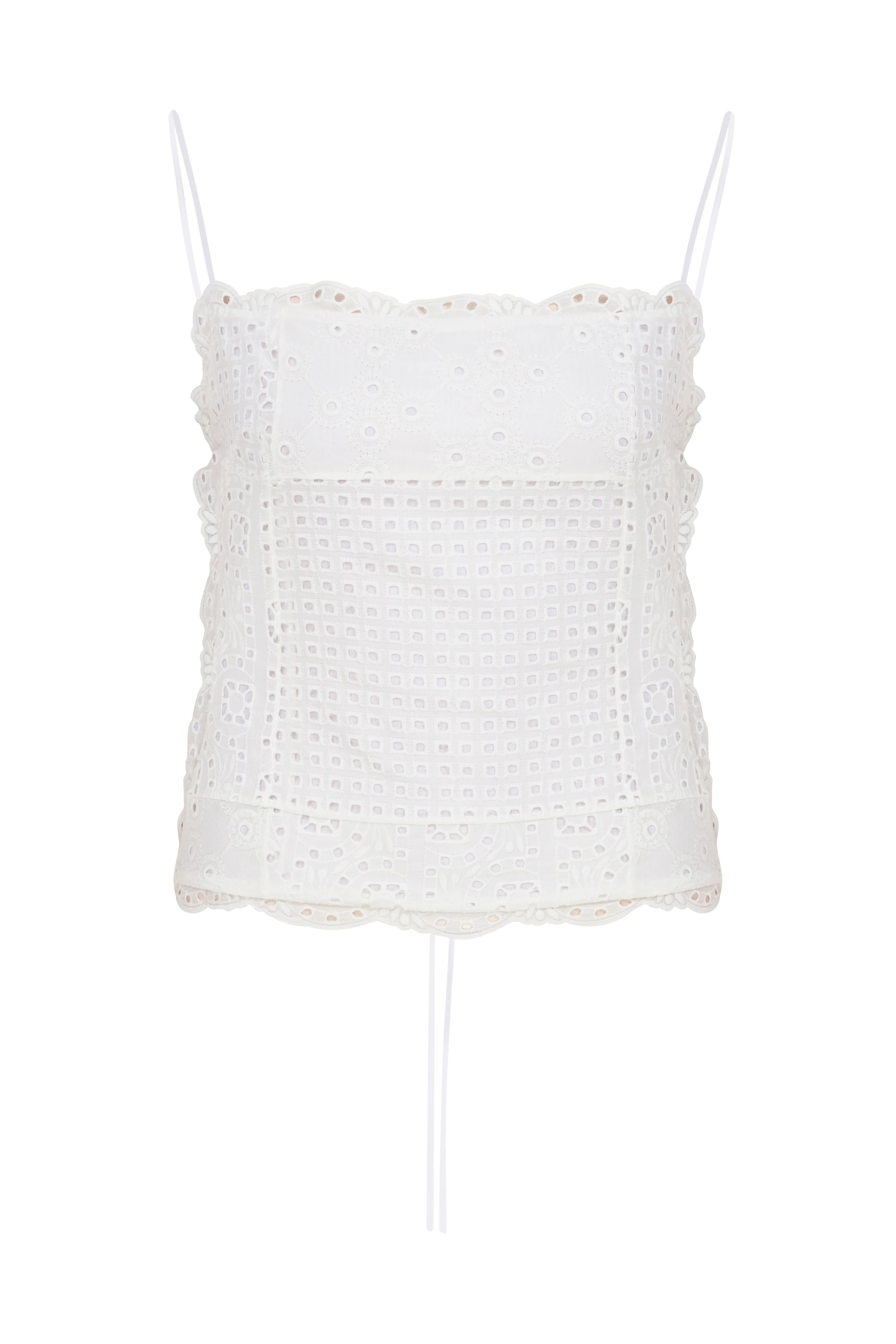 ELISE Embroidered Cotton Bustier With Tie Details On The Back