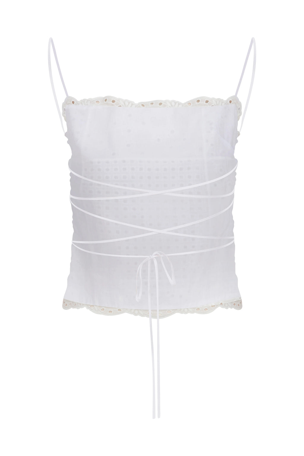 ELISE Embroidered Cotton Bustier With Tie Details On The Back