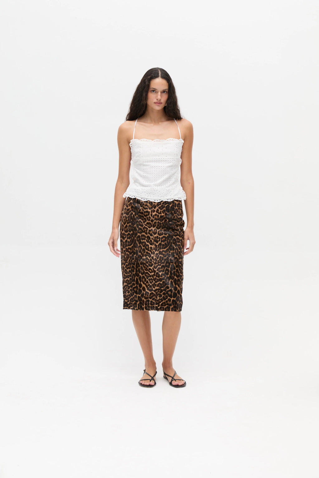 ELISE Embroidered Cotton Bustier With Tie Details On The Back