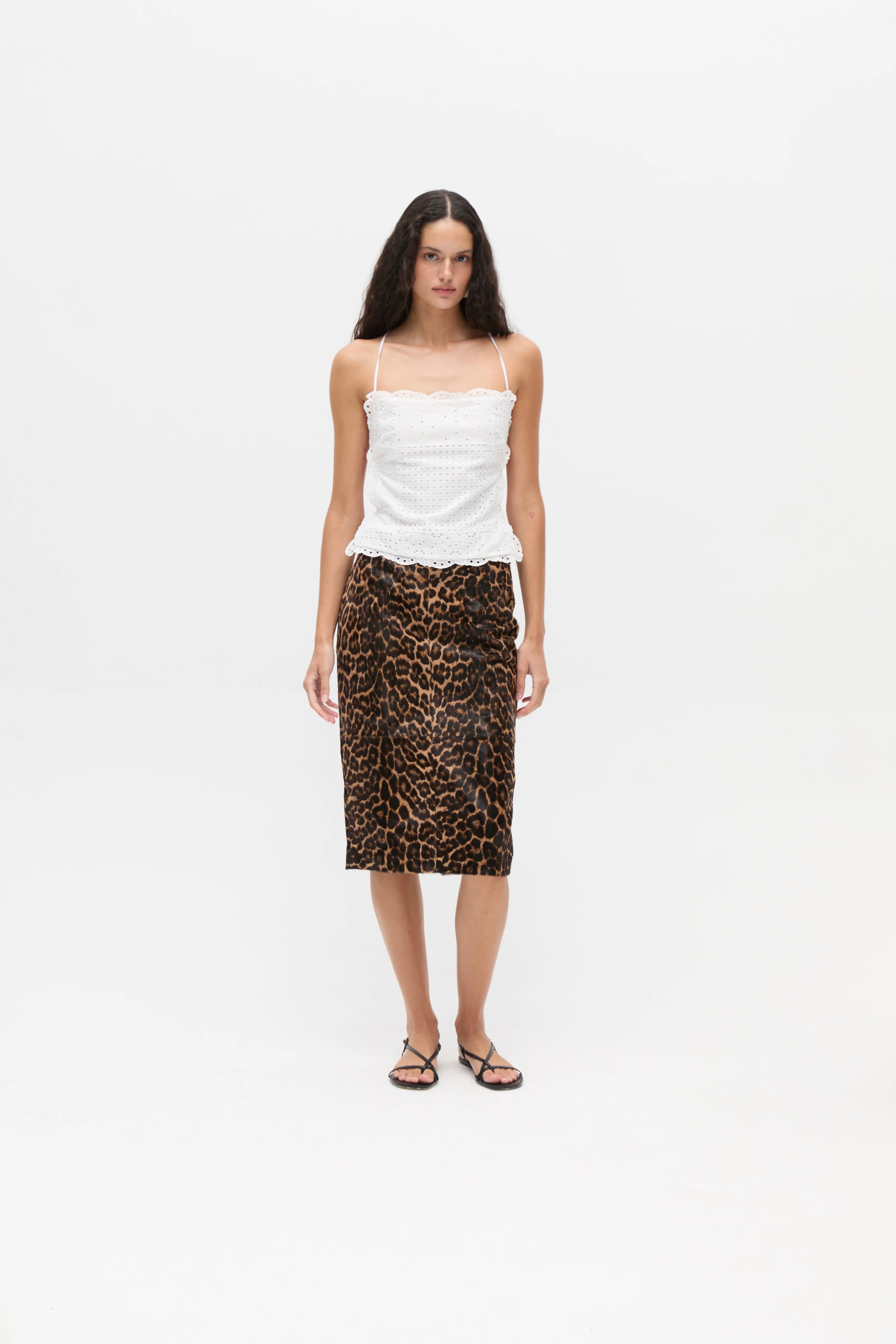 ELISE Embroidered Cotton Bustier With Tie Details On The Back