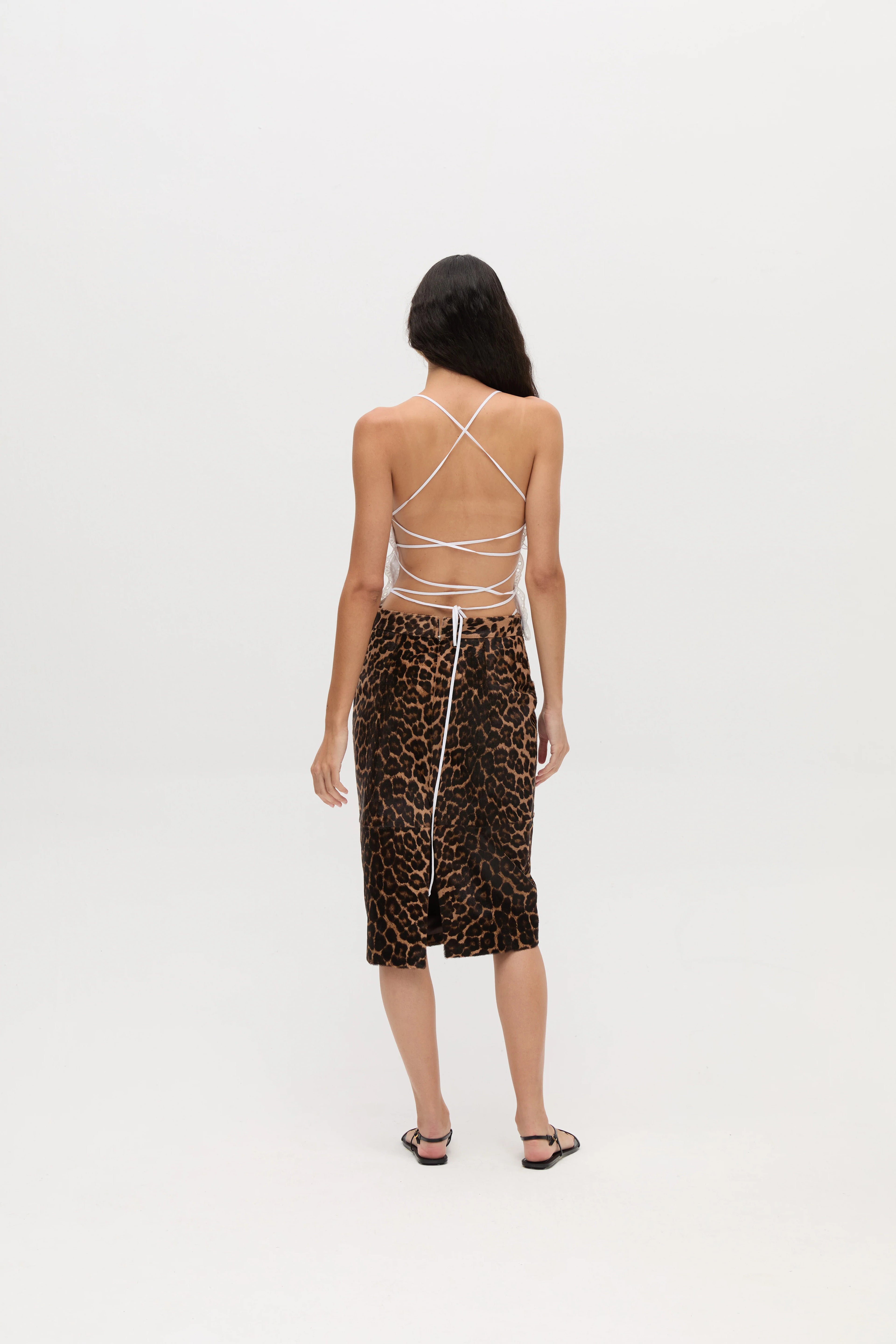 ELISE Embroidered Cotton Bustier With Tie Details On The Back