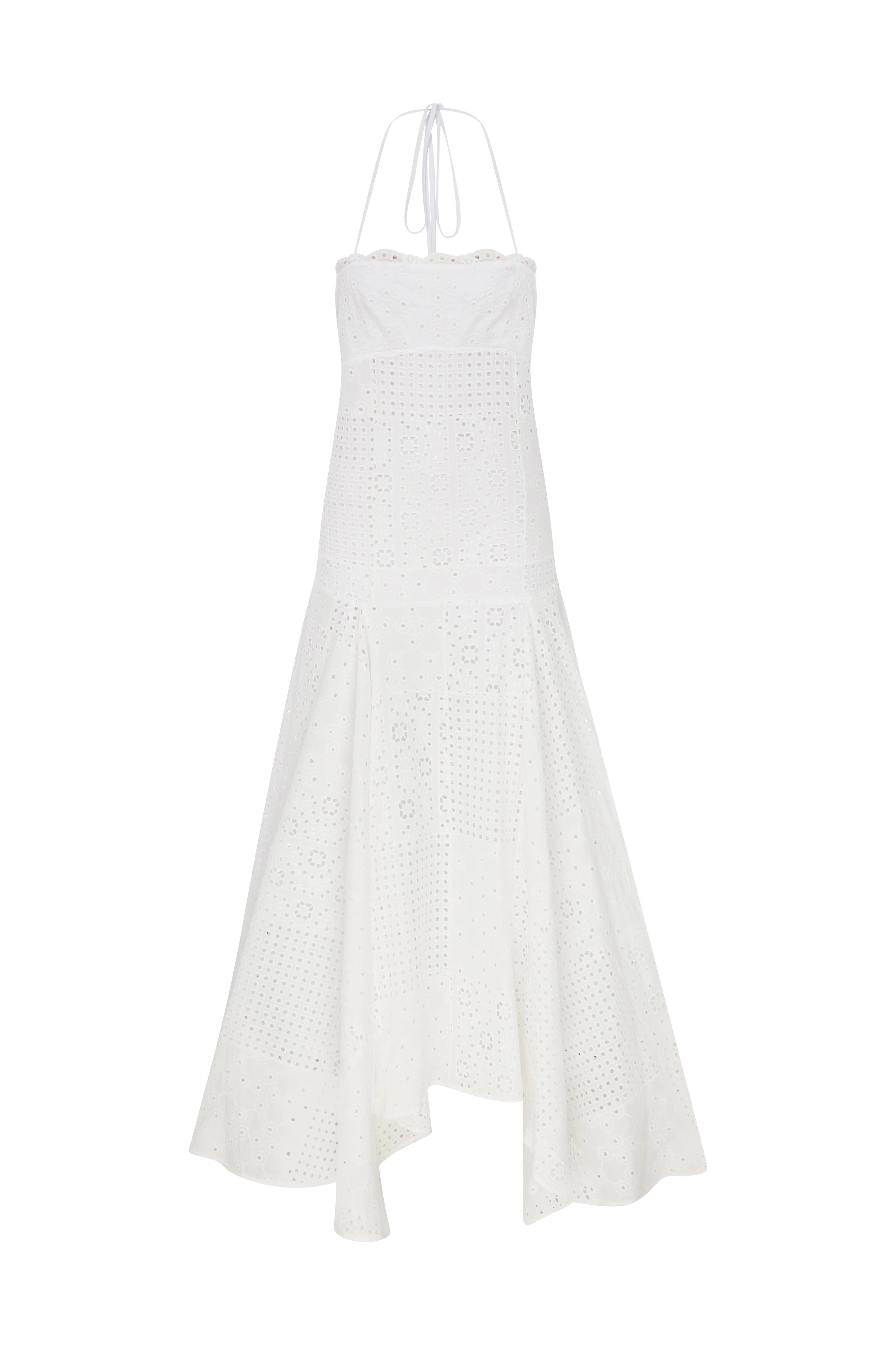 ELISE Embroidered Cotton Maxi Dress With Open Back