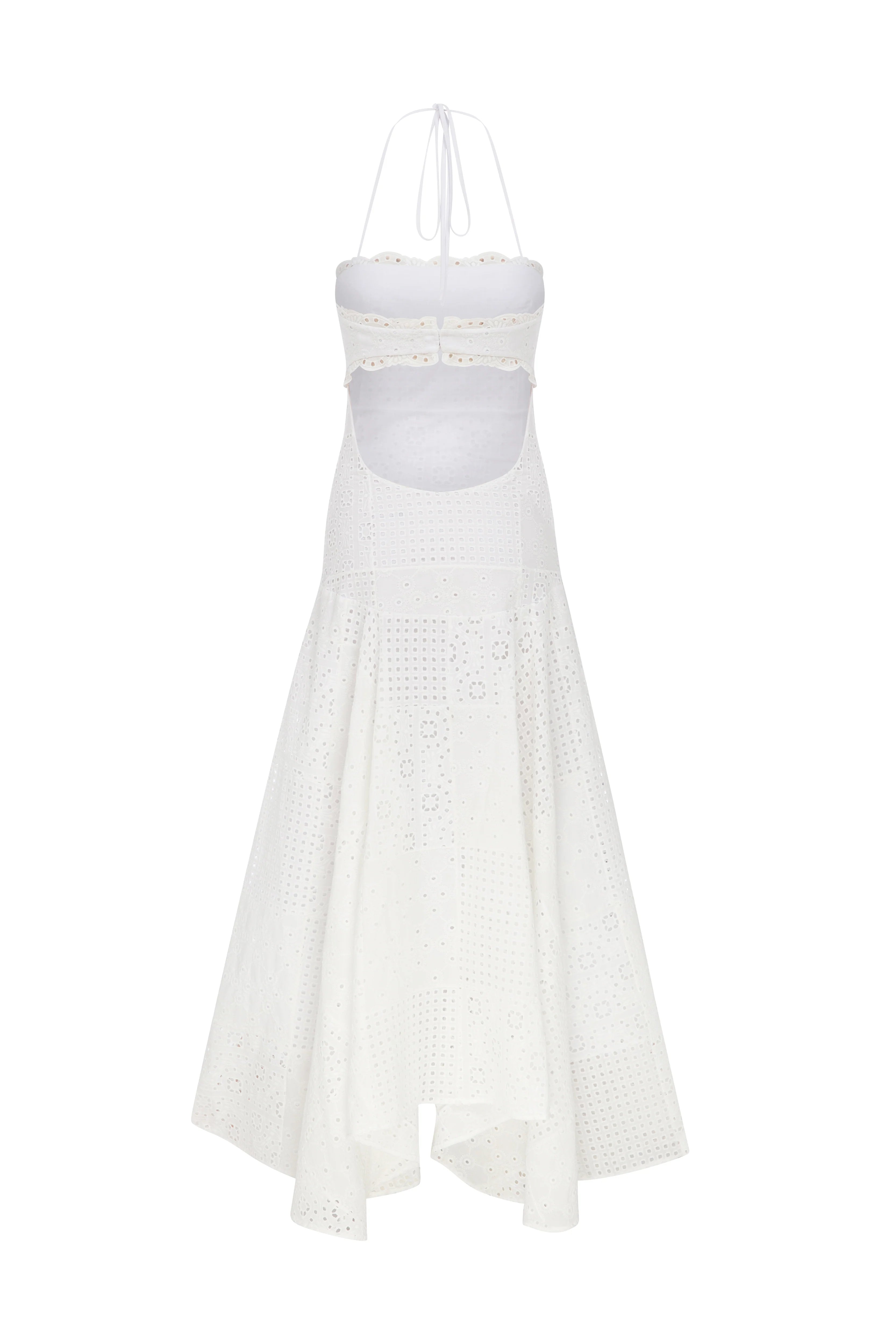 ELISE Embroidered Cotton Maxi Dress With Open Back