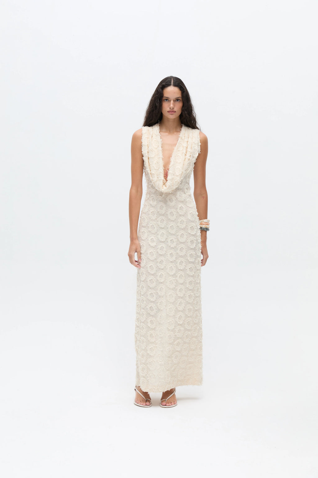 LUMA Aplique Embroidered  Sleeveless Maxi Dress
