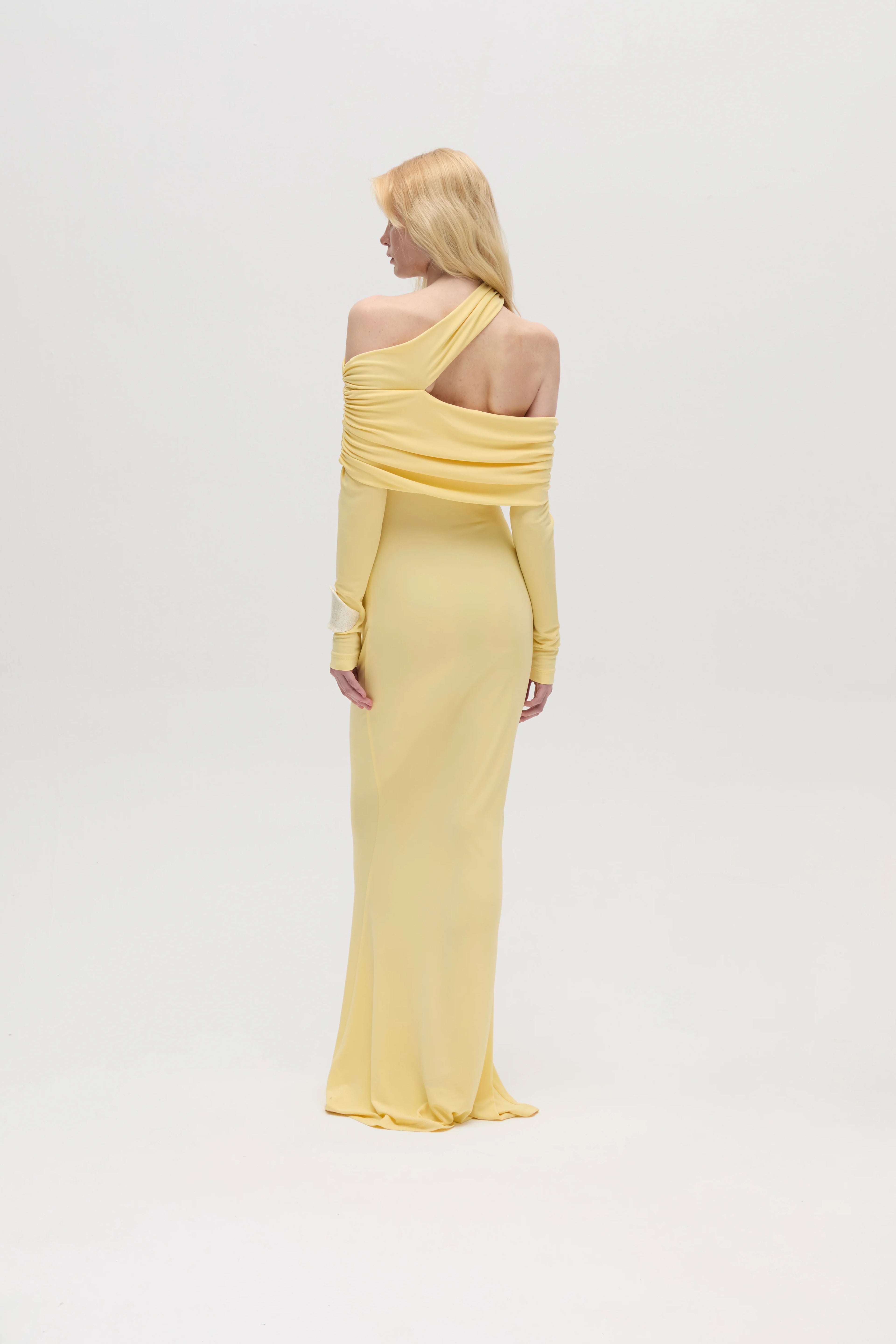 SIA Off The Shoulder Long Sleeved Maxi Dress With Neck Details