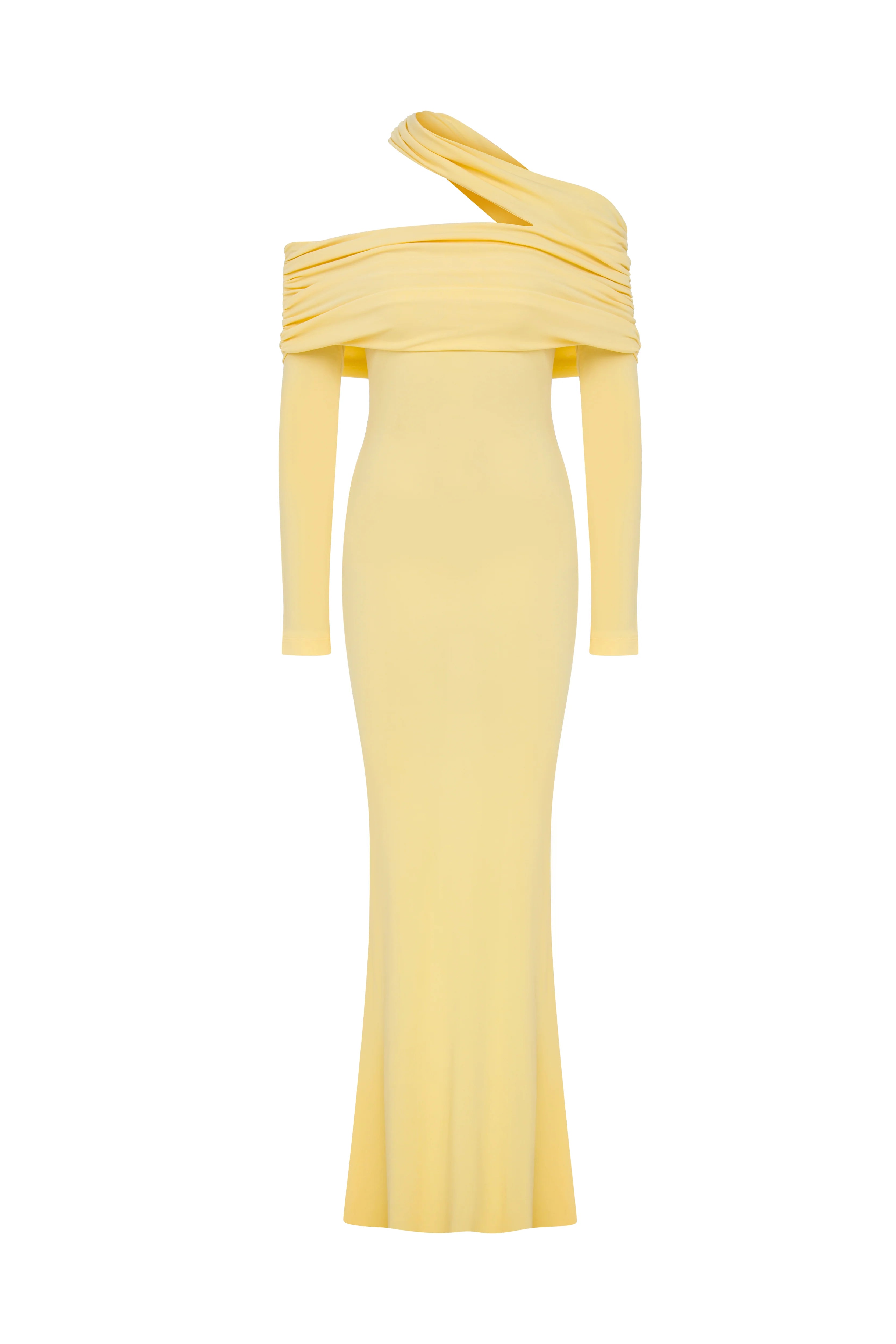 SIA Off The Shoulder Long Sleeved Maxi Dress With Neck Details