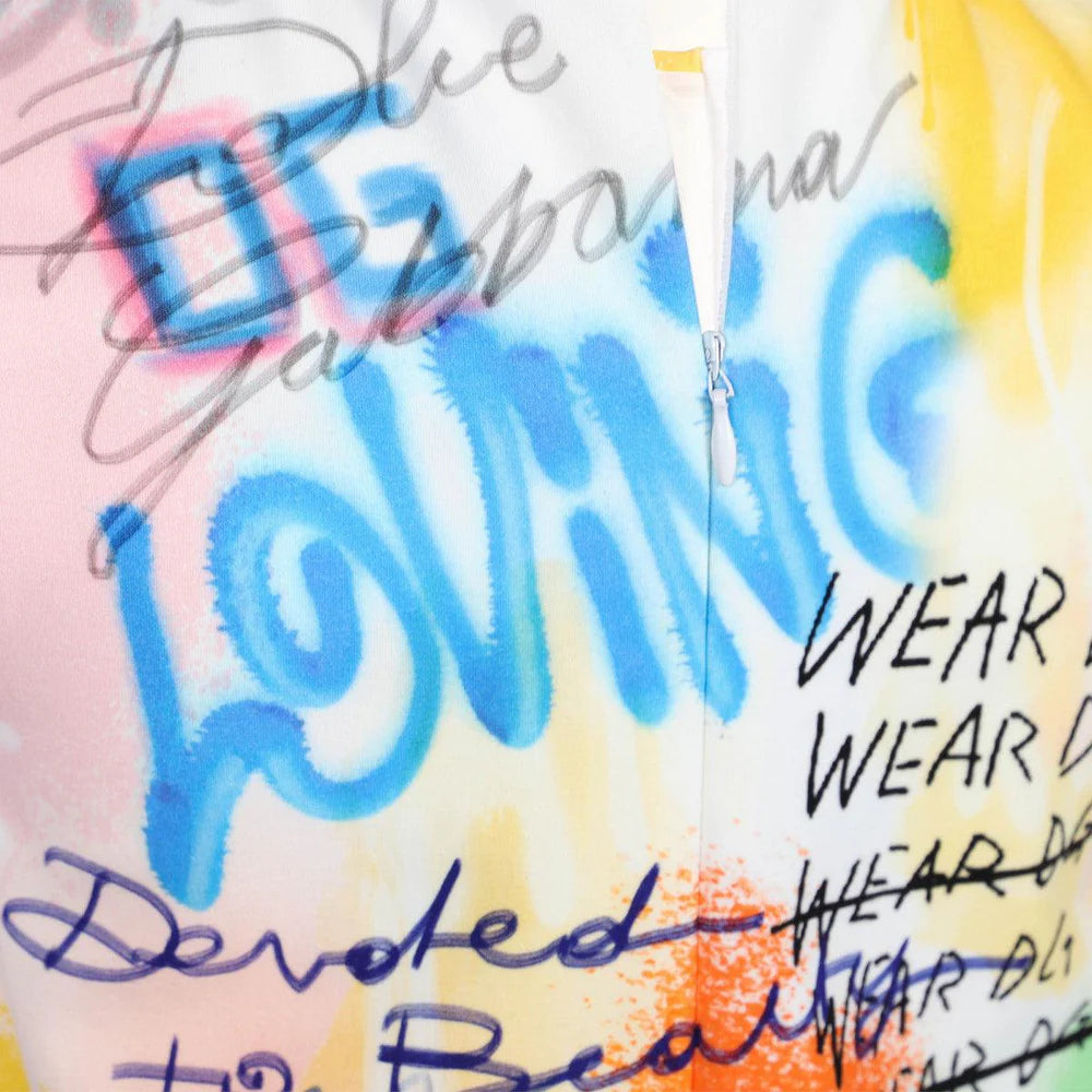 SLEEVELESS DRESS ORANGE GRAFFITI DOLCE & GABBANA