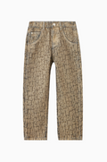PANTS GOLD ALL OVER LOGO DISTRESSED