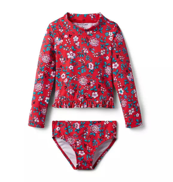 SET SWIM RED FLORAL