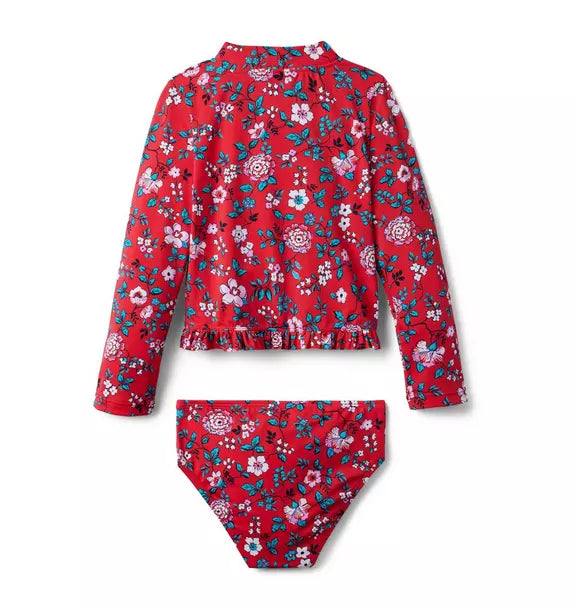 SET SWIM RED FLORAL