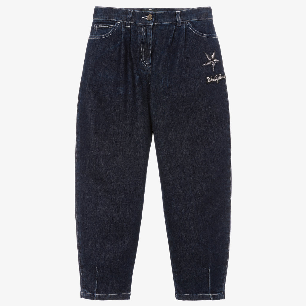 JEAN DARK BLUE MOM JEANS GIRL