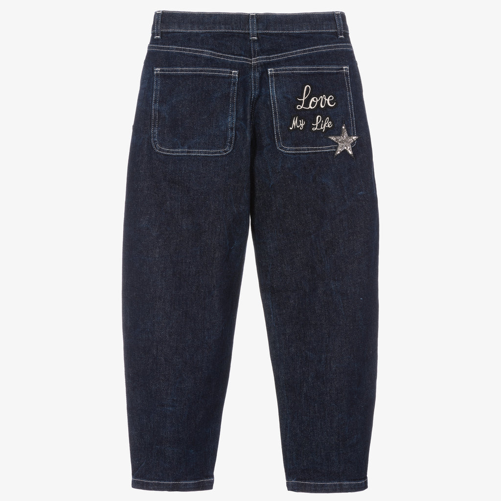 JEAN DARK BLUE MOM JEANS GIRL