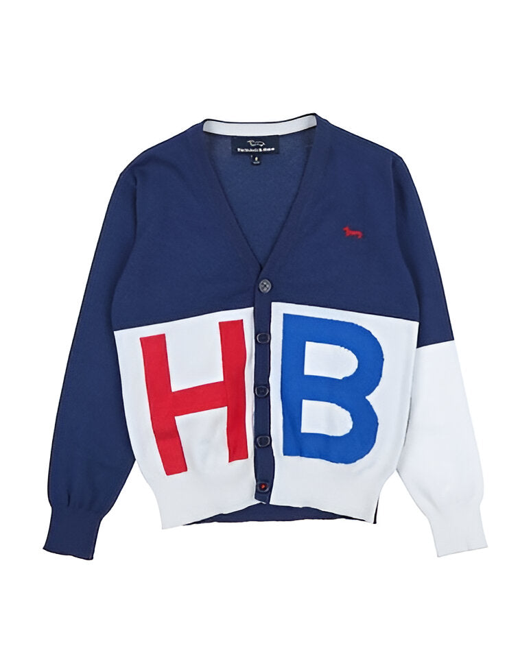 CARDIGAN FINEZZA CON INTARSIO BLU MARINA