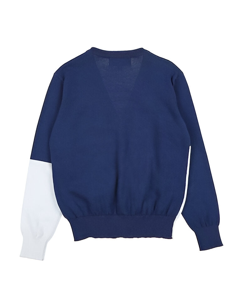CARDIGAN FINEZZA CON INTARSIO BLU MARINA
