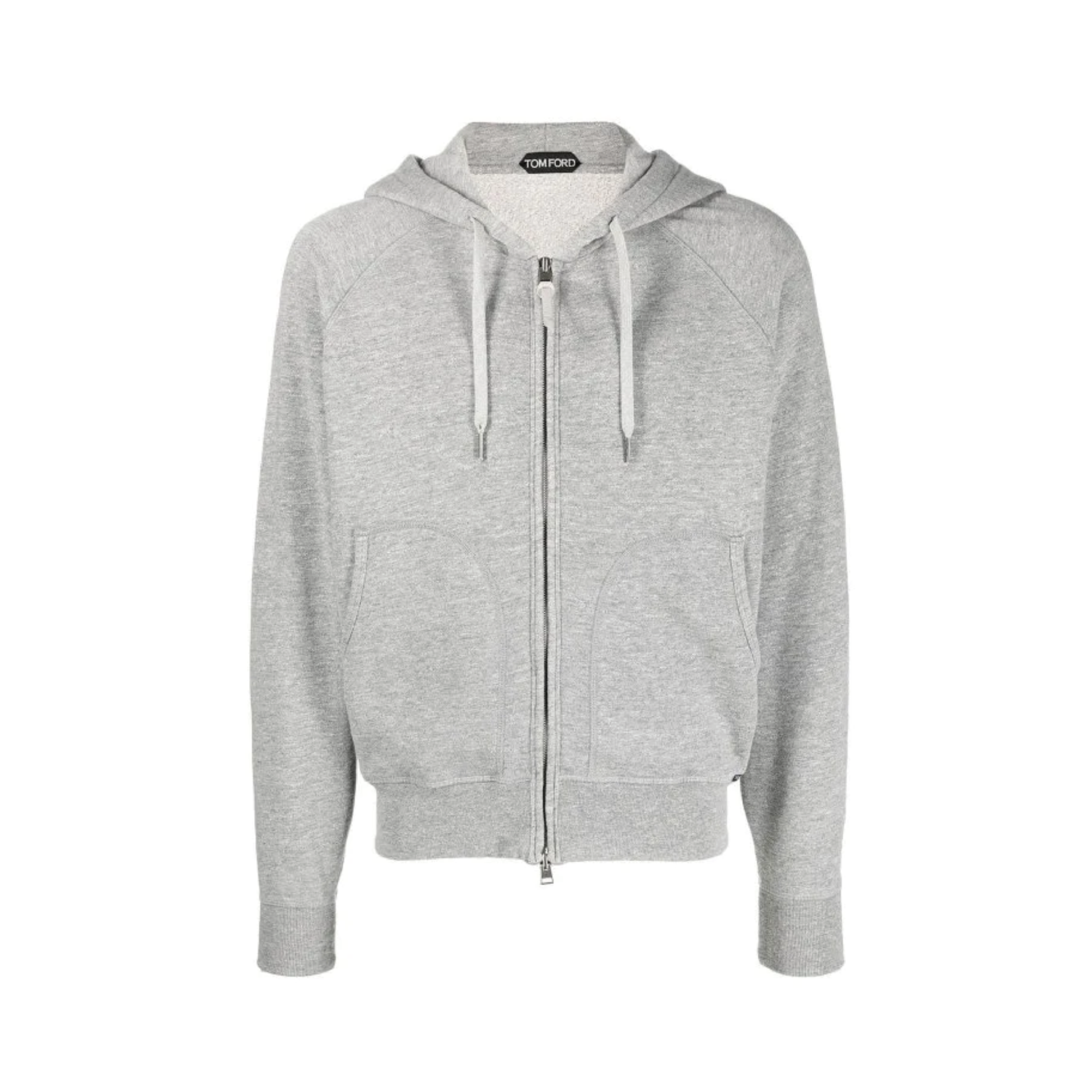 CUT AND SEHOOD ZIP. GREY MELANGE