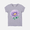 T-SHIRT GRIS CON FLORES MORADAS GIRL